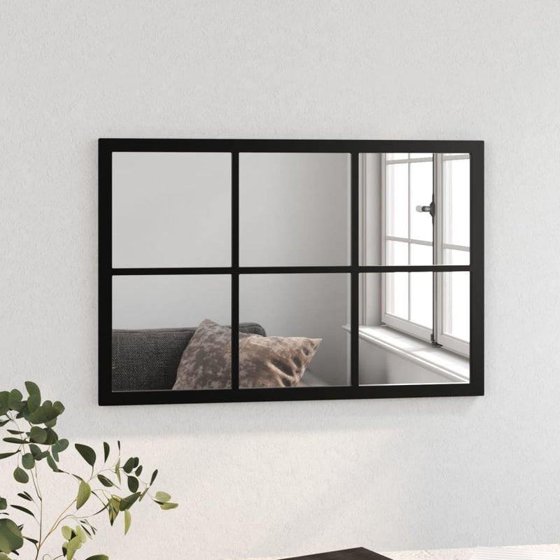 vidaXL fekete fém fali tükör 60 x 40 cm