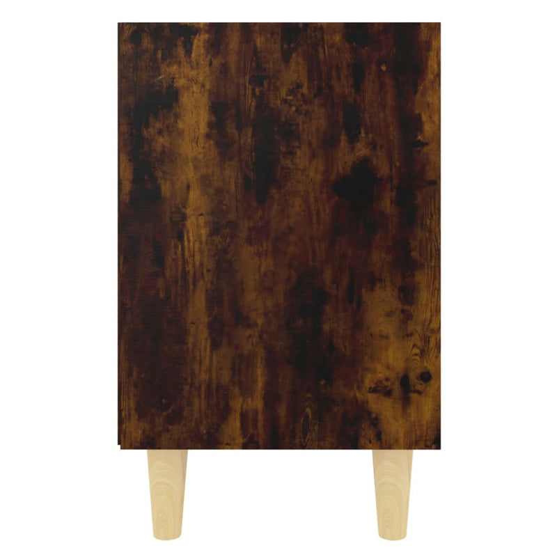 vidaXL füstös tölgy színű éjjeliszekrény tömör fa lábakkal 40x30x50 cm