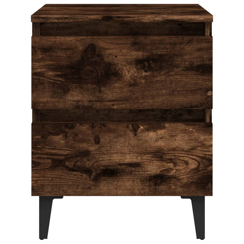 vidaXL 2 db füstös tölgy színű éjjeliszekrény fémlábakkal 40x35x50 cm