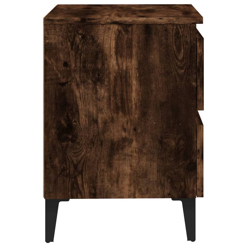 vidaXL 2 db füstös tölgy színű éjjeliszekrény fémlábakkal 40x35x50 cm