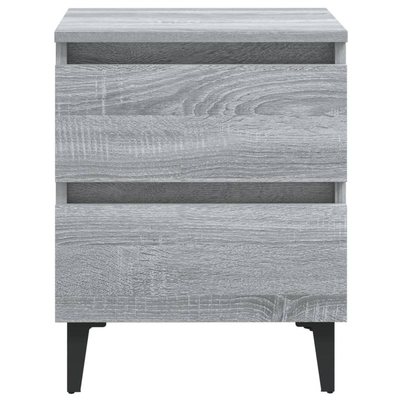 vidaXL 2 db szürke sonoma színű éjjeliszekrény fémlábakkal 40x35x50 cm