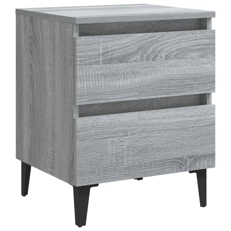 vidaXL 2 db szürke sonoma színű éjjeliszekrény fémlábakkal 40x35x50 cm