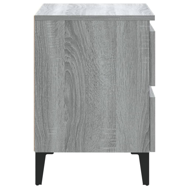 vidaXL 2 db szürke sonoma színű éjjeliszekrény fémlábakkal 40x35x50 cm