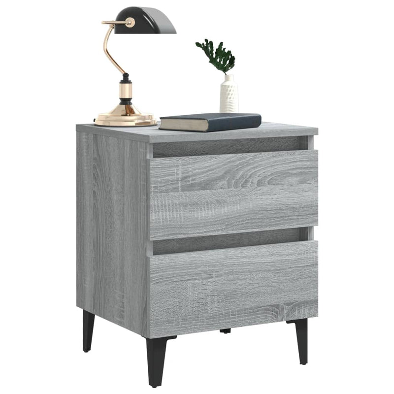 vidaXL 2 db szürke sonoma színű éjjeliszekrény fémlábakkal 40x35x50 cm