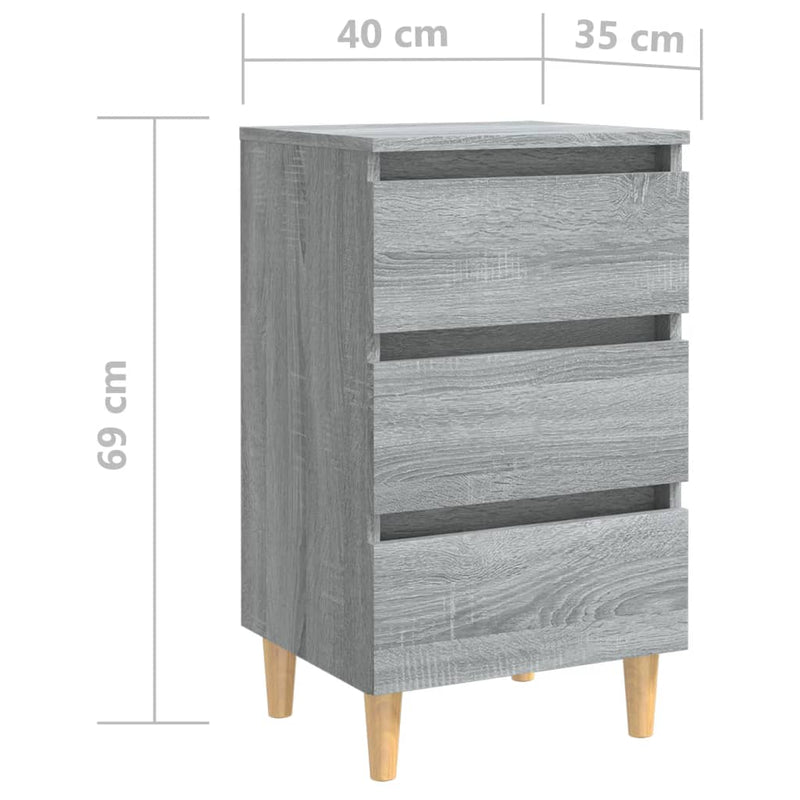 vidaXL 2 db szürke sonoma színű éjjeliszekrény falábakkal 40x35x69 cm