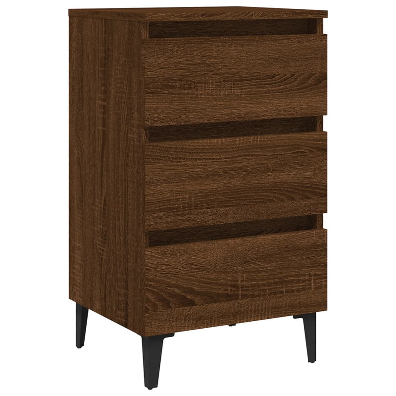 vidaXL barna tölgyszínű éjjeliszekrény fémlábakkal 40 x 35 x 69 cm