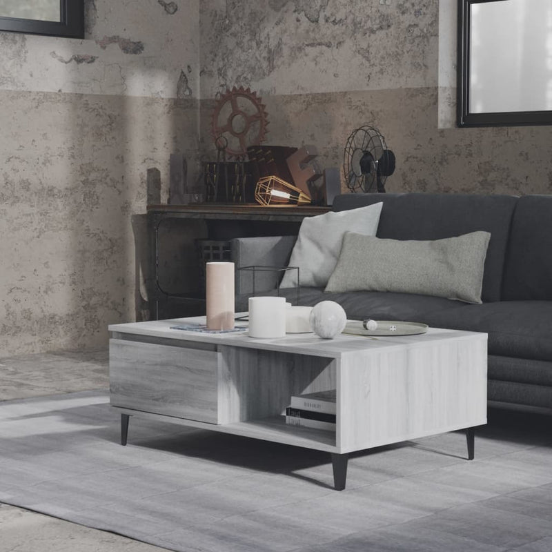 vidaXL szürke sonoma szerelt fa dohányzóasztal 90 x 60 x 35 cm