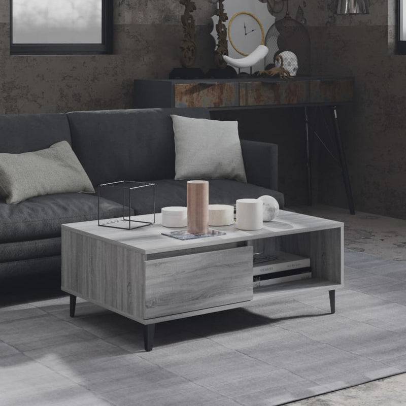 vidaXL szürke sonoma szerelt fa dohányzóasztal 90 x 60 x 35 cm