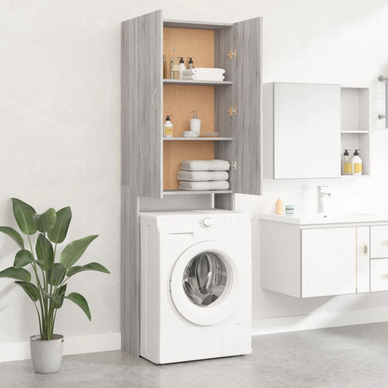 vidaXL szürke sonoma színű mosógépszekrény 64 x 25,5 x 190 cm
