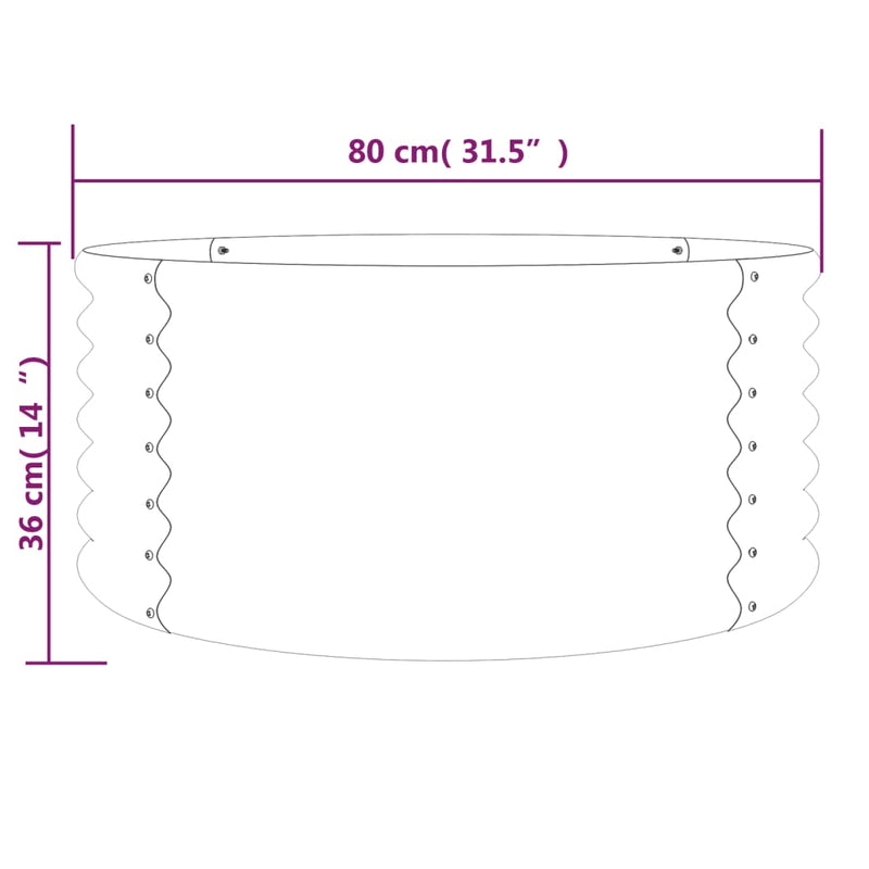 vidaXL antracitszürke horganyzott acél kerti ültetőláda 80 x 80 x 36 cm