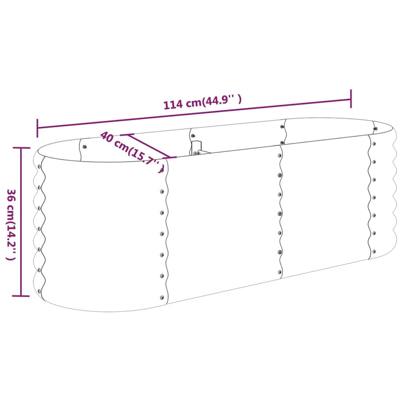 vidaXL antracitszürke porszórt acél kerti magaságyás 114x40x36 cm