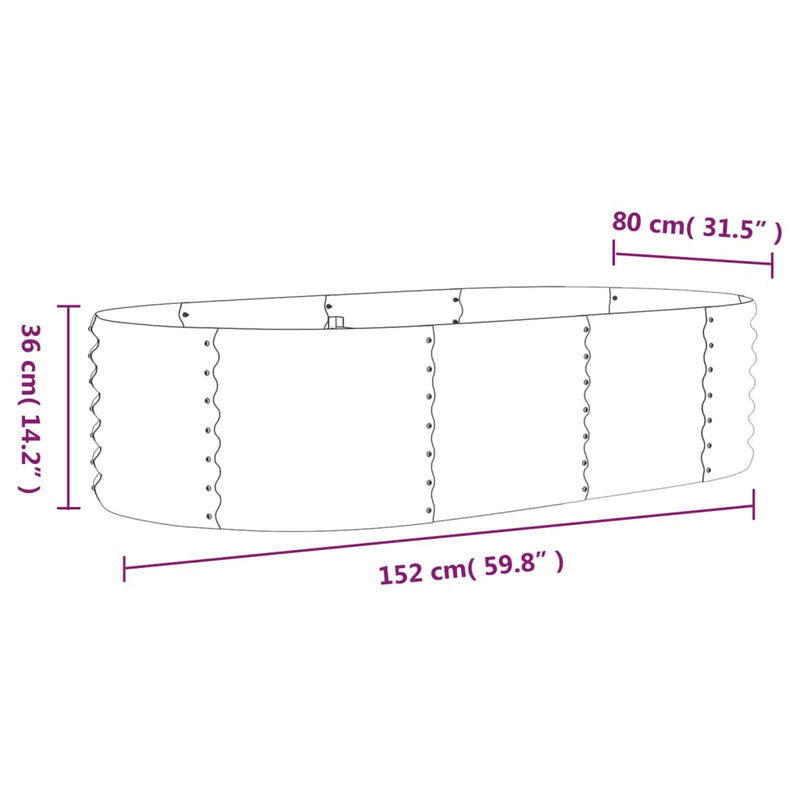 vidaXL antracitszürke porszórt acél kerti magaságyás 152x80x36 cm