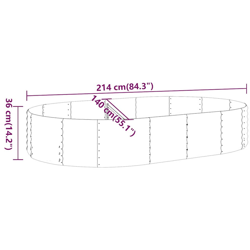 vidaXL antracitszürke horganyzott acél kerti magaságyás 214x140x36 cm
