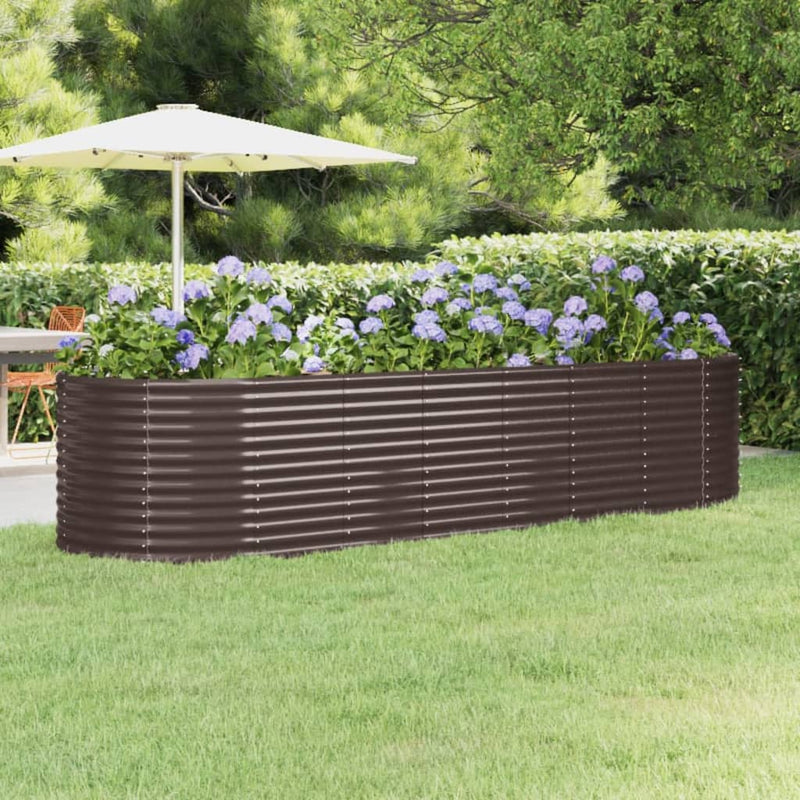 vidaXL barna horganyzott acél kerti magaságyás 322x100x68 cm