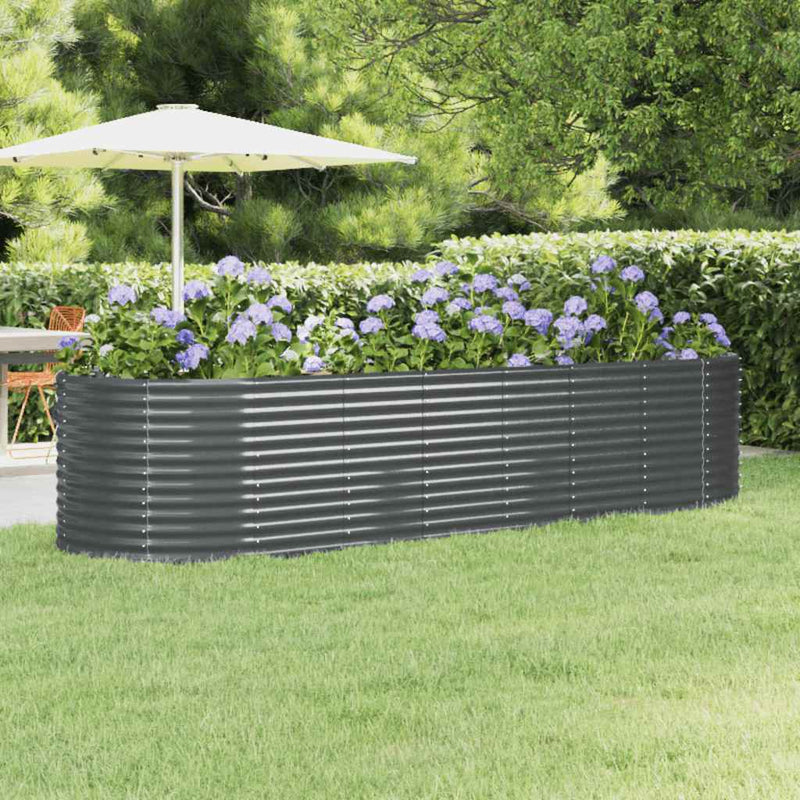 vidaXL antracitszürke horganyzott acél kerti magaságyás 322x100x68 cm