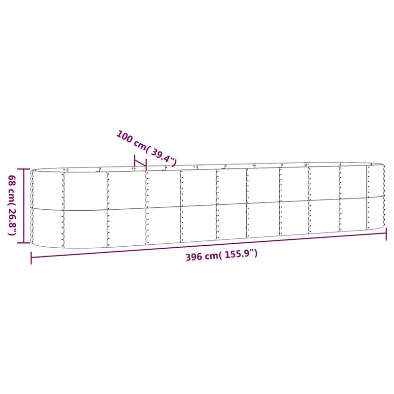 vidaXL antracitszürke horganyzott acél kerti magaságyás 396x100x68 cm