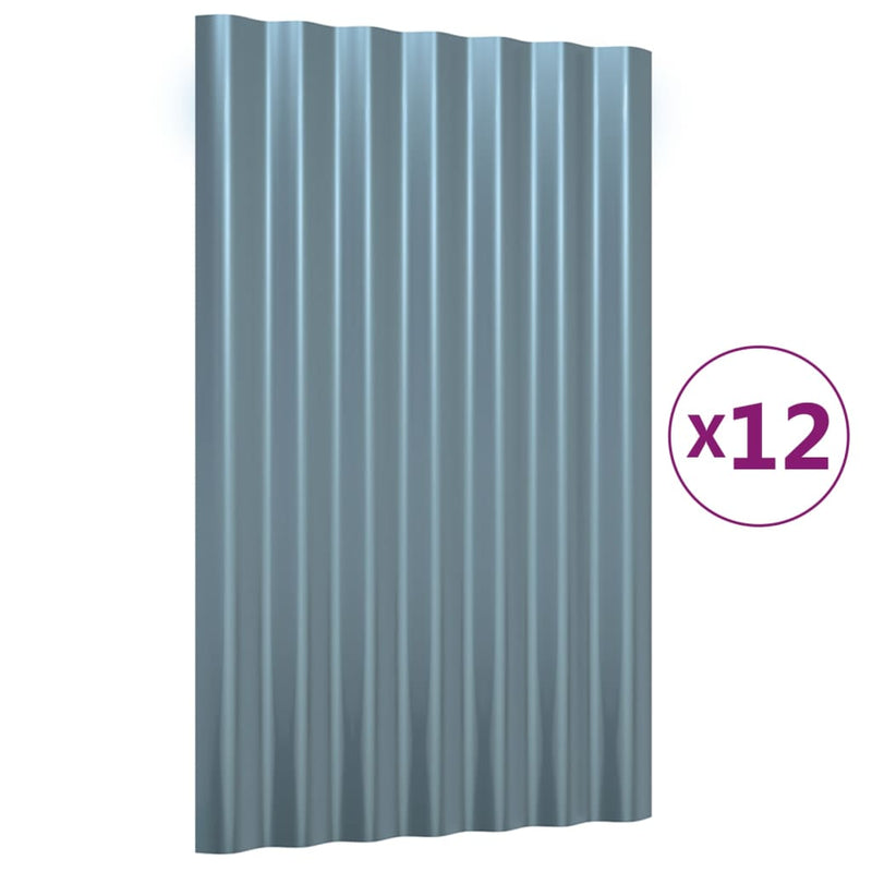 vidaXL 12 db szürke horganyzott acél tetőpanel 60 x 36 cm