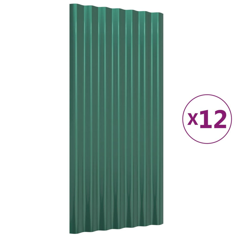 vidaXL 12 db zöld horganyzott acél tetőpanel 80x36 cm