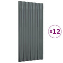 vidaXL 12 db antracitszürke horganyzott acél tetőpanel 80x36 cm