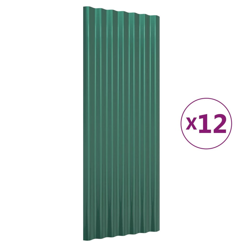 vidaXL 12 db zöld horganyzott acél tetőpanel 100 x 36 cm