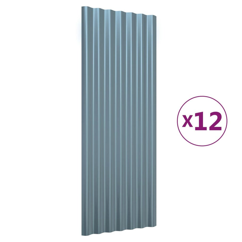vidaXL 12 db szürke horganyzott acél tetőpanel 100 x 36 cm