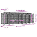 vidaXL acél kültéri kutyakennel tetővel 12,9 m²