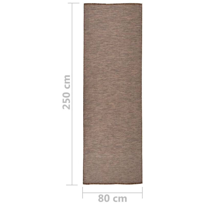 vidaXL barna lapos szövésű kültéri szőnyeg 80 x 250 cm