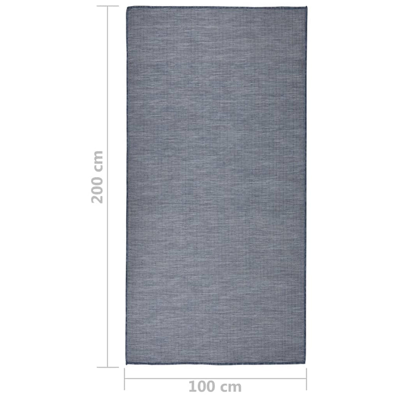 vidaXL kék lapos szövésű kültéri szőnyeg 100 x 200 cm