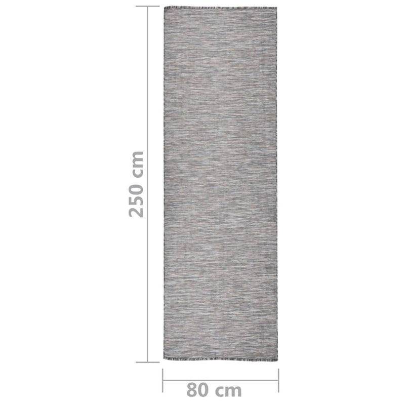 vidaXL barna-kék lapos szövésű kültéri szőnyeg 80 x 250 cm