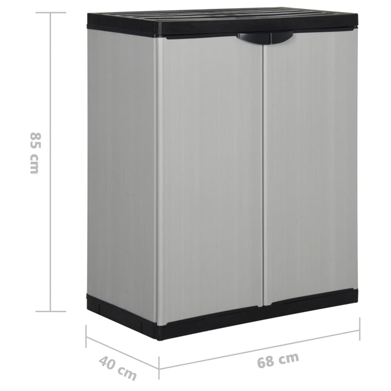 vidaXL szürke-fekete kerti tárolószekrény 1 polccal 68 x 40 x 85 cm