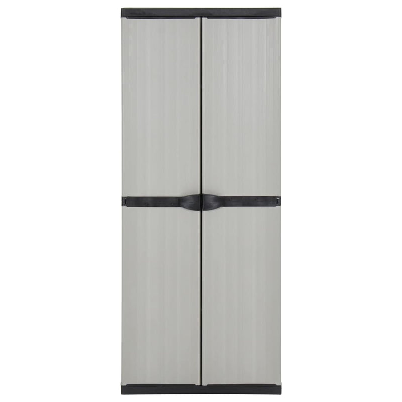 vidaXL szürke-fekete kerti tárolószekrény 3 polccal 68 x 40 x 168 cm