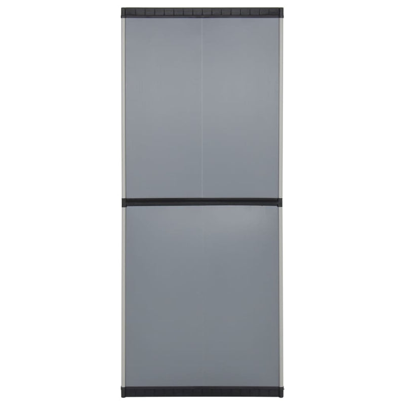 vidaXL szürke-fekete kerti tárolószekrény 3 polccal 68 x 40 x 168 cm