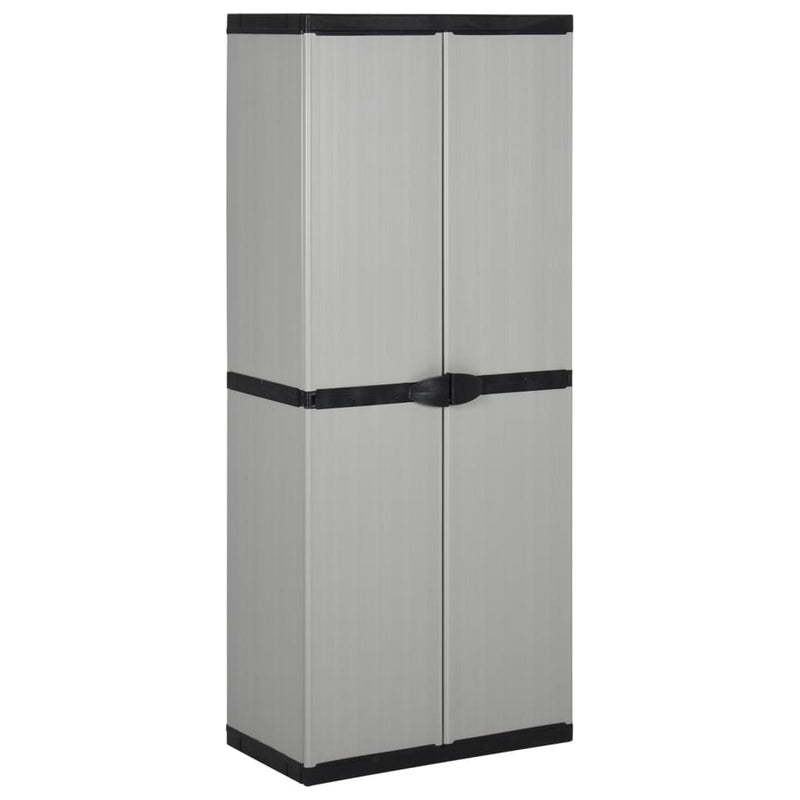 vidaXL szürke-fekete kerti tárolószekrény 3 polccal 68 x 40 x 168 cm