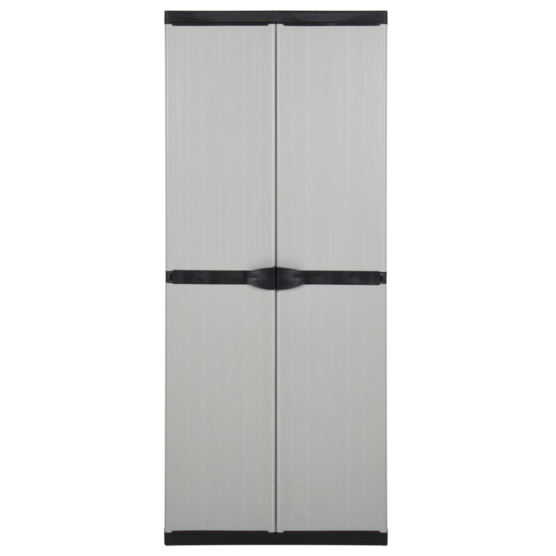 vidaXL szürke-fekete kerti tárolószekrény 3 polccal 68 x 40 x 168 cm