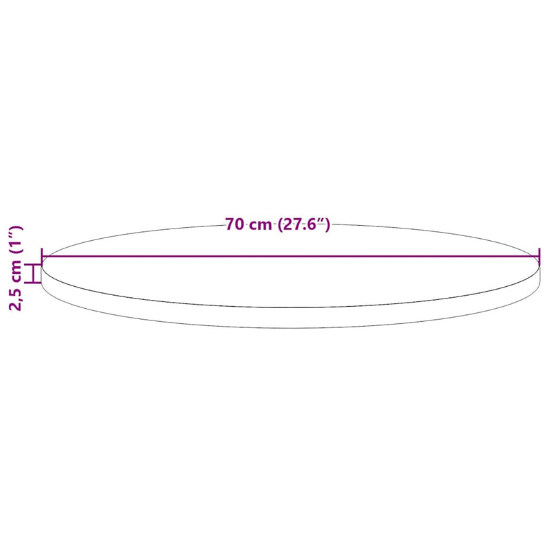 vidaXL fehér tömör fenyőfa asztallap Ø70 x 2,5 cm