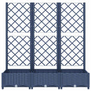 vidaXL kékszürke PP rácsos kerti ültetőláda 120 x 40 x 121,5 cm