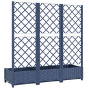 vidaXL kékszürke PP rácsos kerti ültetőláda 120 x 40 x 121,5 cm