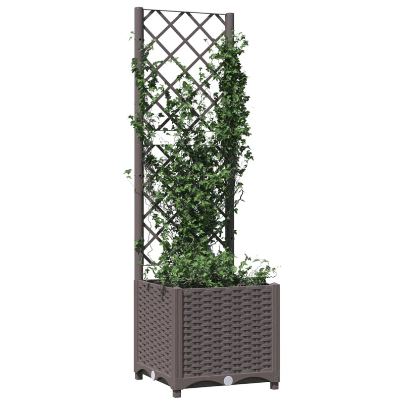 vidaXL barna polipropilén rácsos kerti ültetőláda 40 x 40 x 136 cm