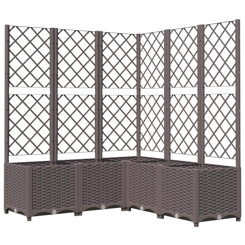 vidaXL barna polipropilén rácsos kerti ültetőláda 120 x 120 x 136 cm