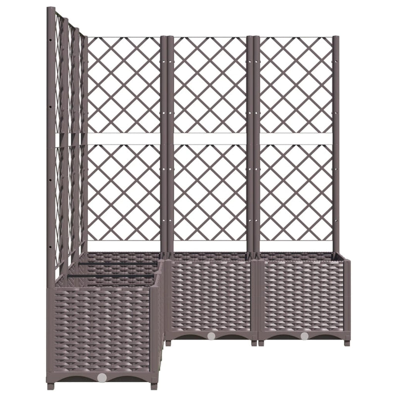 vidaXL barna polipropilén rácsos kerti ültetőláda 120 x 120 x 136 cm