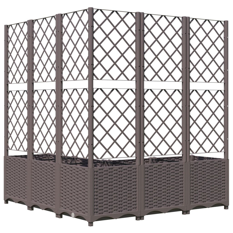vidaXL barna polipropilén rácsos kerti ültetőláda 120 x 120 x 136 cm