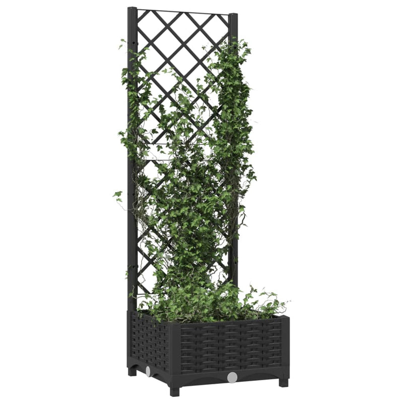 vidaXL fekete polipropilén rácsos kerti ültetőláda 40 x 40 x 121,5 cm
