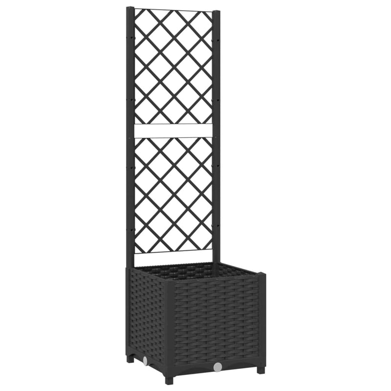vidaXL fekete kerti virágláda ráccsal 40 x 40 x 136 cm PP