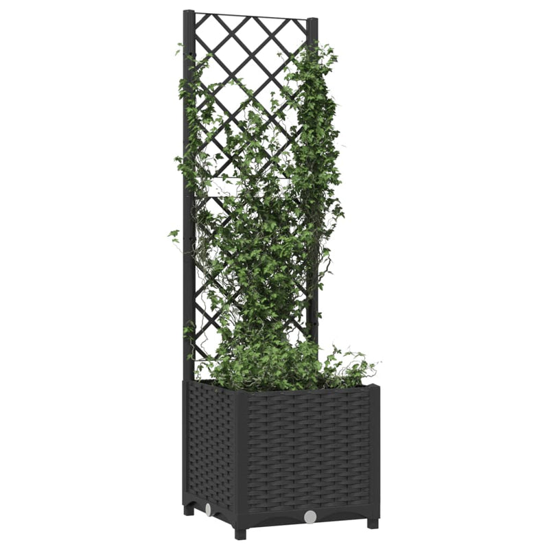 vidaXL fekete kerti virágláda ráccsal 40 x 40 x 136 cm PP