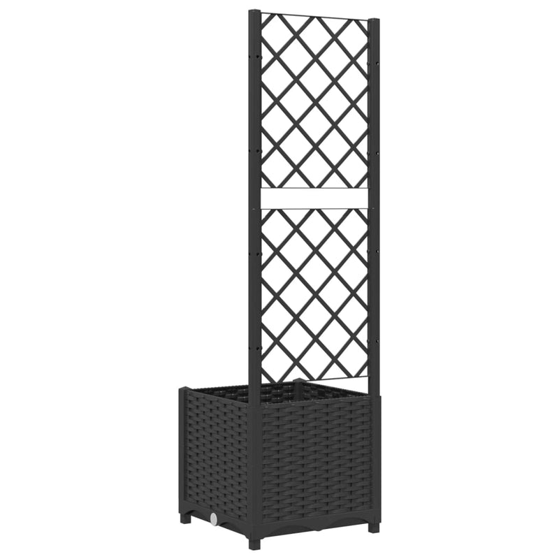 vidaXL fekete kerti virágláda ráccsal 40 x 40 x 136 cm PP