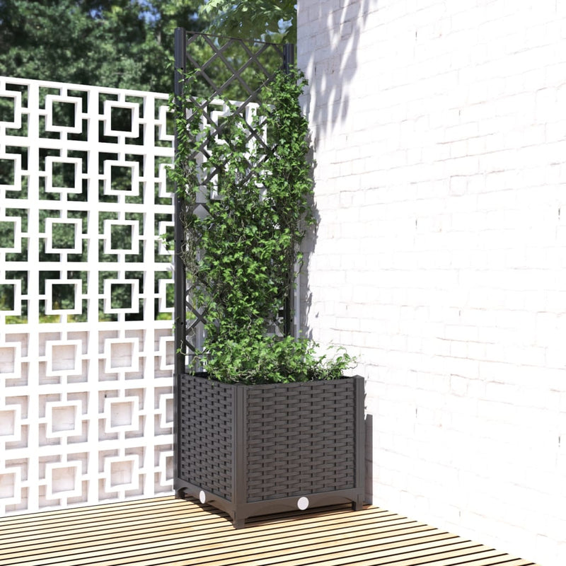 vidaXL fekete kerti virágláda ráccsal 40 x 40 x 136 cm PP