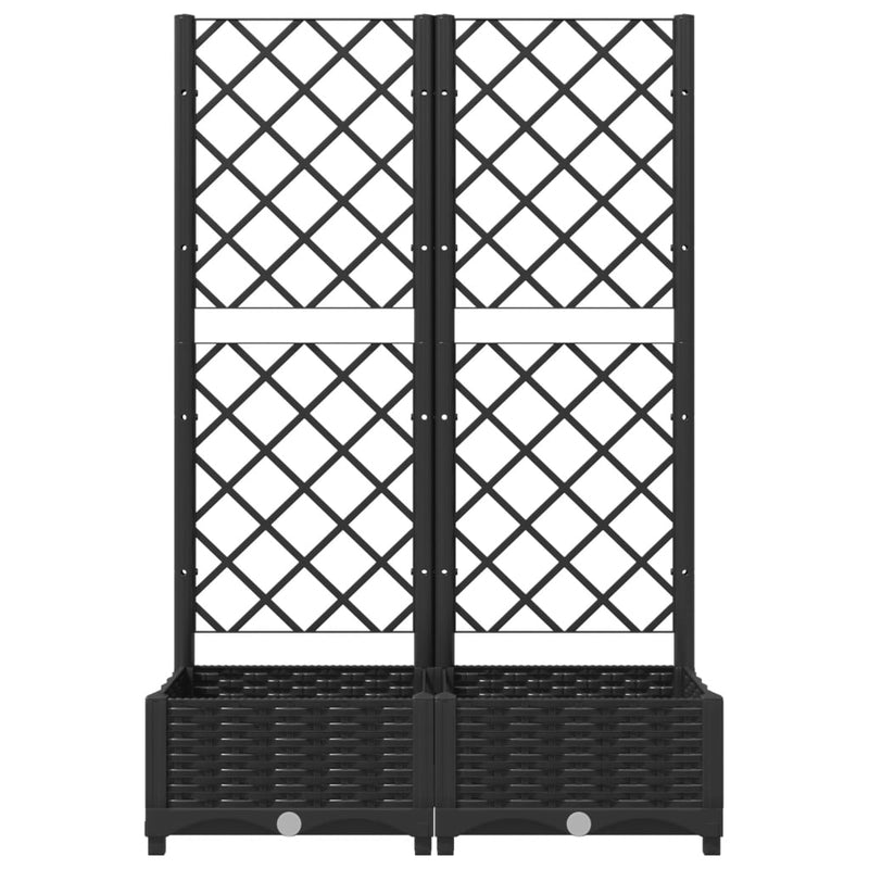 vidaXL fekete polipropilén rácsos kerti ültetőláda 80 x 40 x 121,5 cm