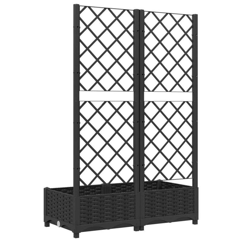 vidaXL fekete polipropilén rácsos kerti ültetőláda 80 x 40 x 121,5 cm