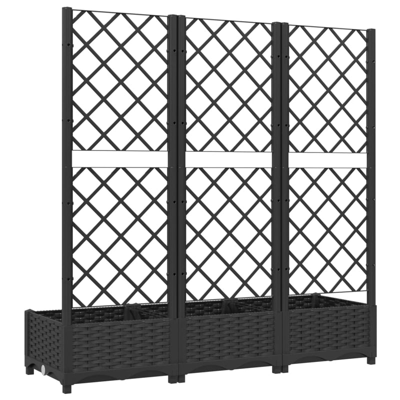 vidaXL fekete polipropilén rácsos kerti ültetőláda 120 x 40 x 121,5 cm