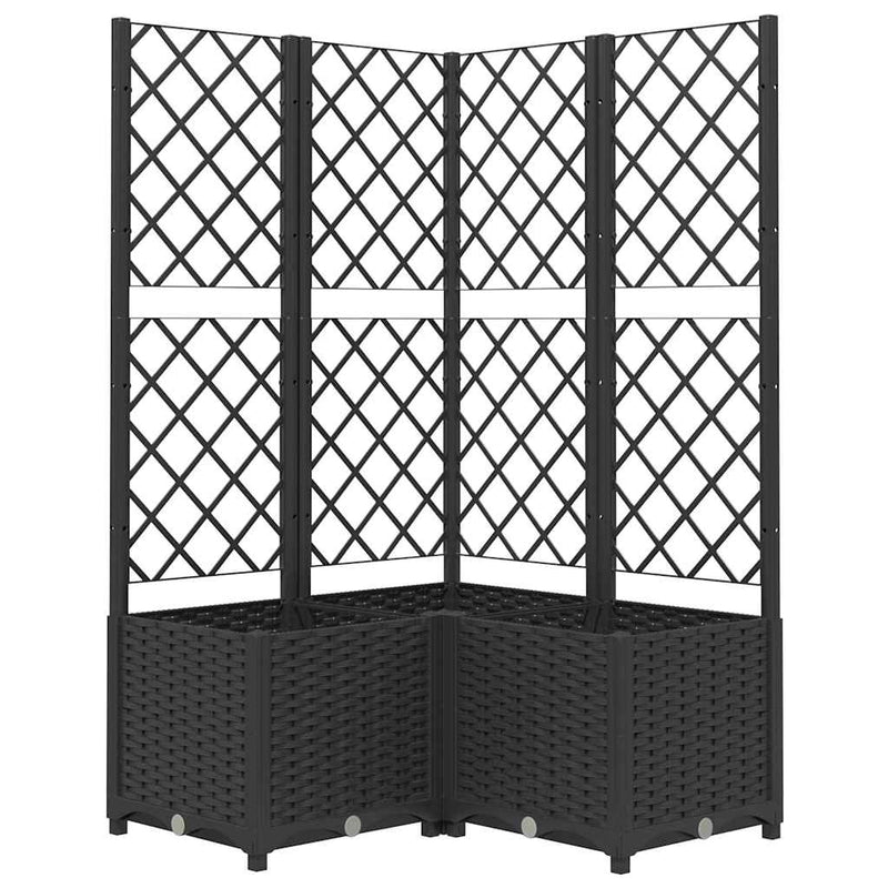 vidaXL fekete polipropilén rácsos kerti ültetőláda 80 x 80 x 136 cm
